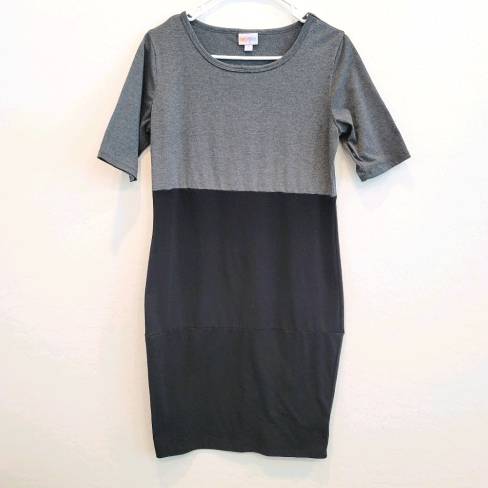 💕 LulaRoe Julia Dress Gray and Black Size Medium